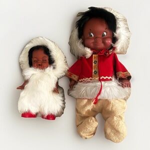 Vintage 1960's Regal Canada Inuit Native American Eskimo And Baby Dolls Rare VTG